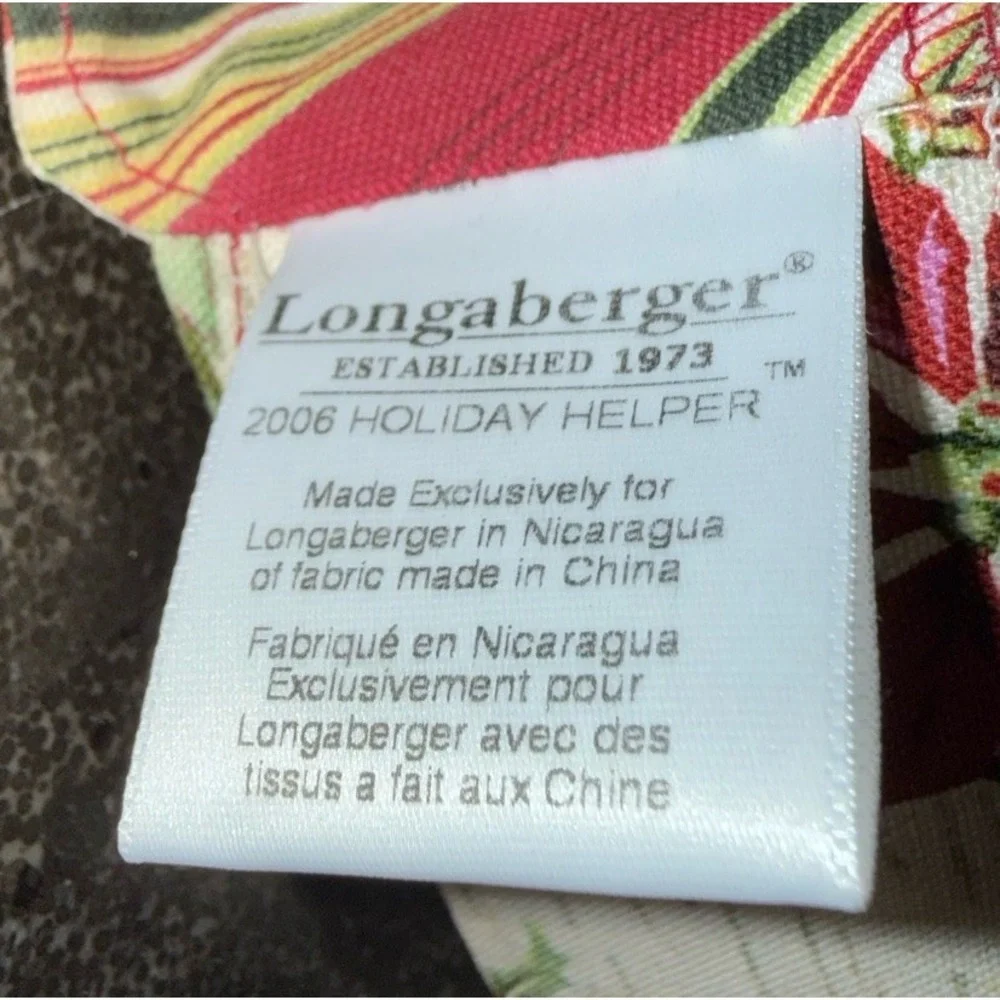 Longaberger 2006 Holiday Helper Basket With‎ Protective Liner And Care Insert